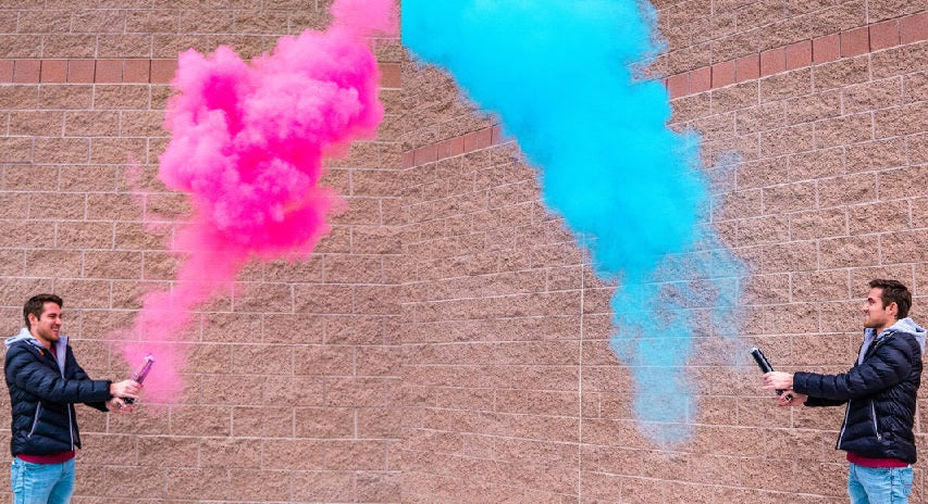 gender reveal powder cannons pink blue